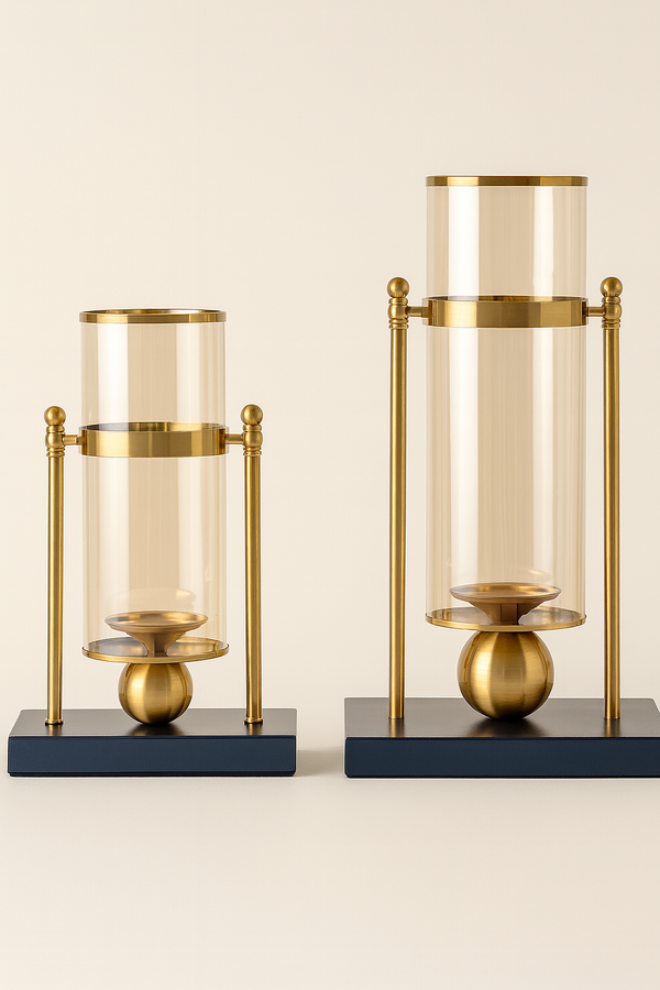 Noric|Gold Metal Glass Candle Holder
