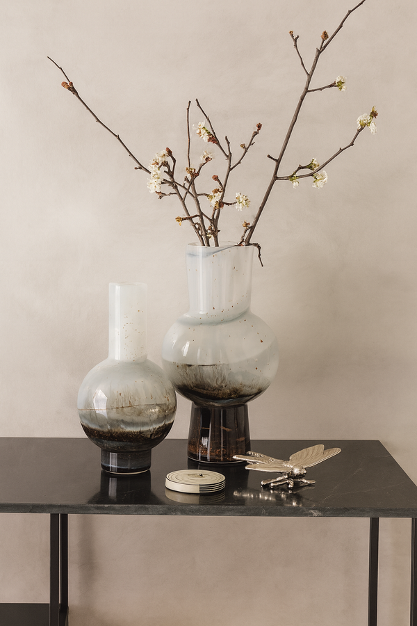 Marbella|Marble Textured Glitter Glass Tall Vase