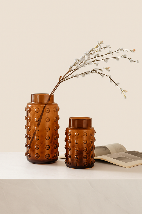 Amber|Spotted Brown Glass Vase