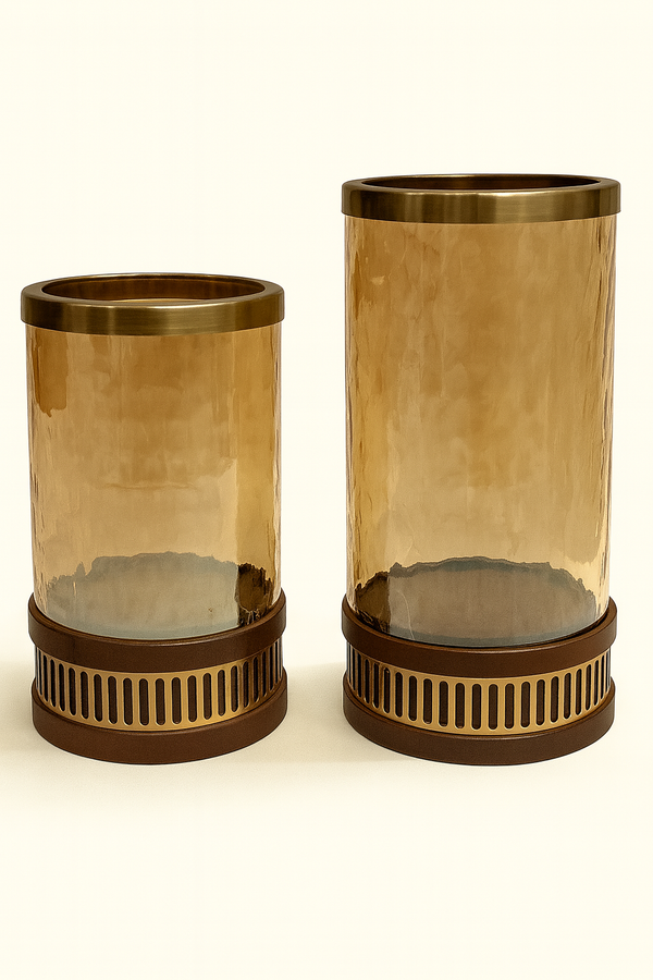 Halo | Amber Hurricane Candle Holders
