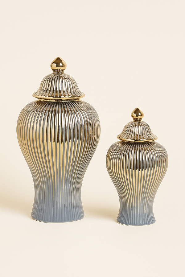 Eternity|Luxe Gold Grey Temple Jars
