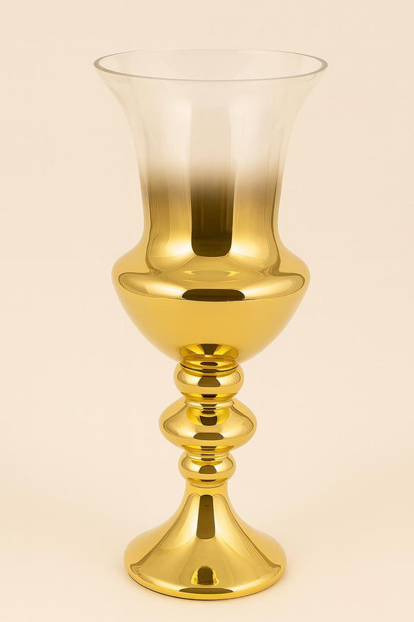 Ethereal|Metallic Gold Flute Glass Vase|Candle Holder