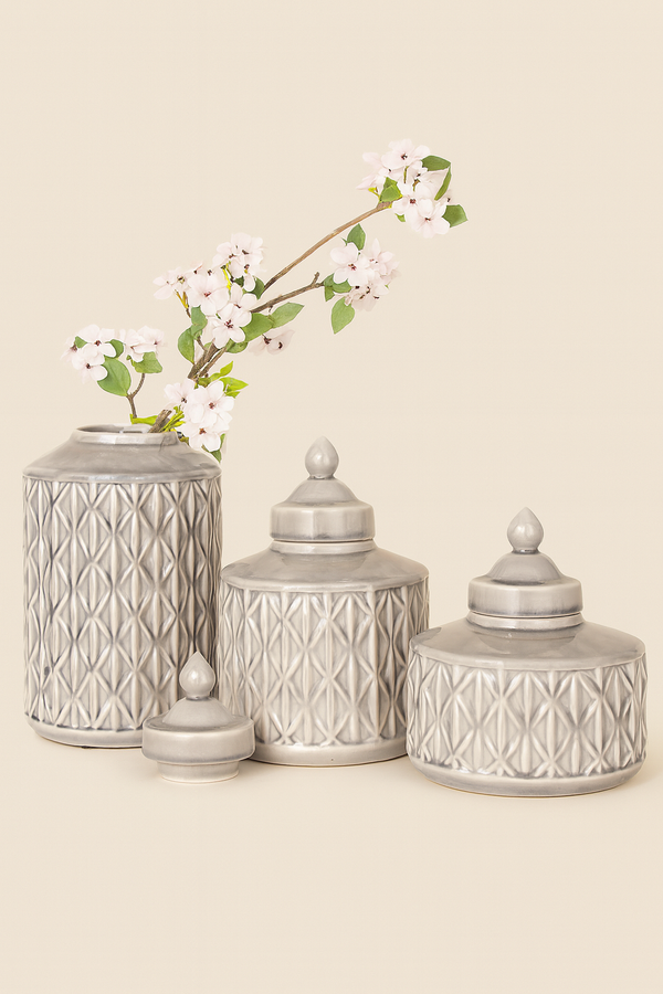 Raha|Grey Textured Ginger Jars