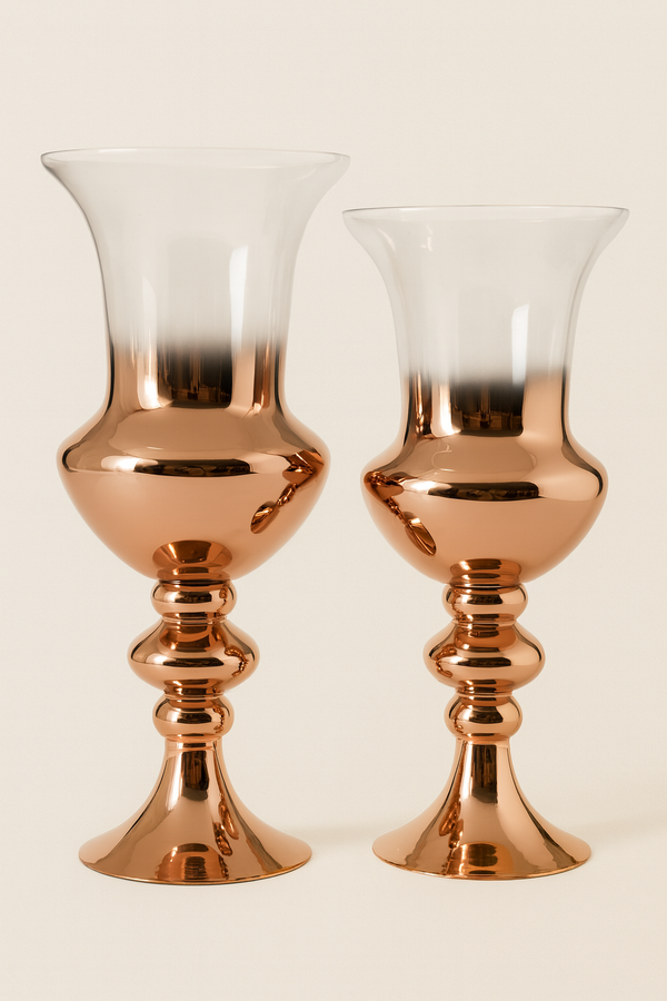 Rosaline|Metallic Rose Gold Flute Glass Vases|Candle Holder