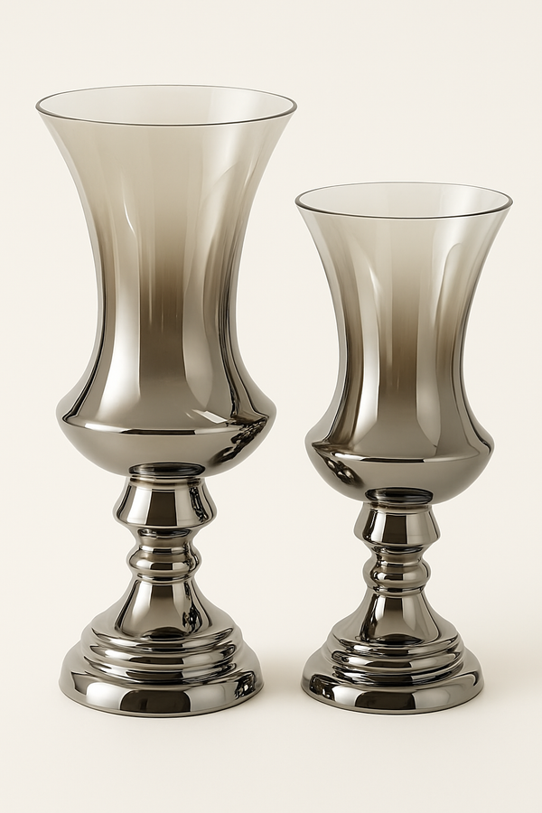 Gloria|Grey Ombre Lustre Flute Vase|Candle Holder