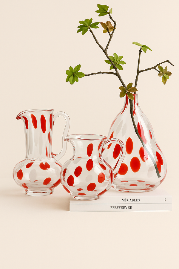 Scarlet|Luxe Red White Spotted Glass Vase