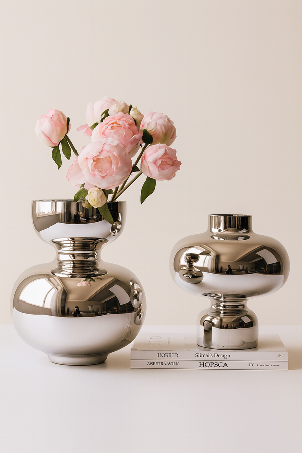 Mirage|Luxe Metallic Silver Vases