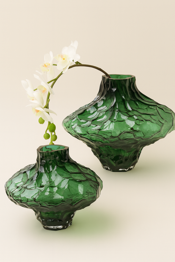 Emerald|Textured Glass Vase