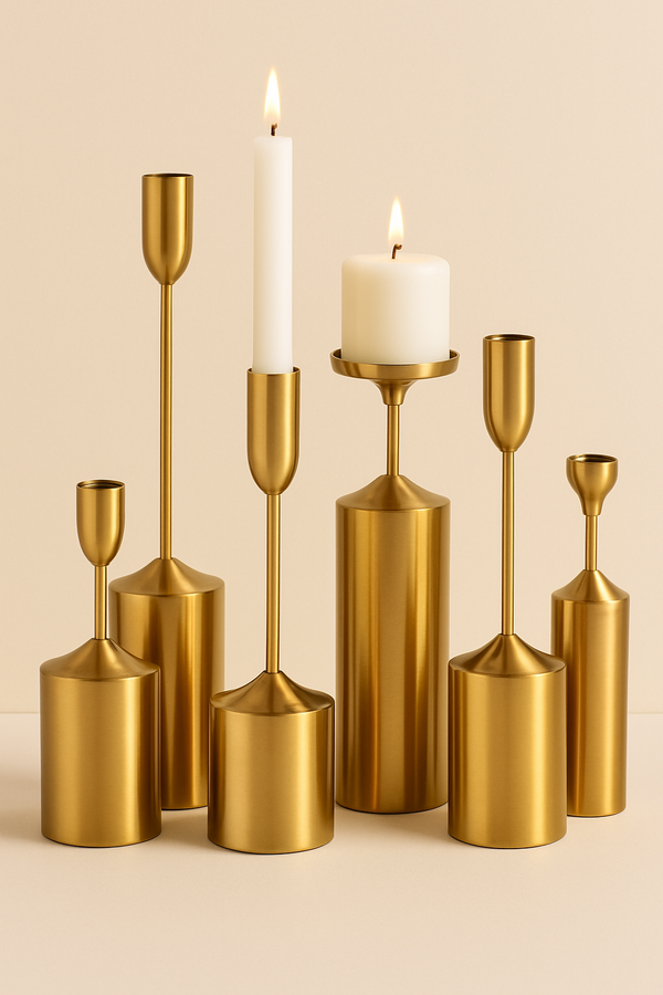 Allure|Gold Metal Candle Holders(Set of 6)