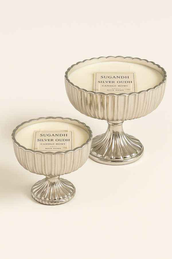 Sugandh Silver bowl | Silver Oud Scented Candle Jar